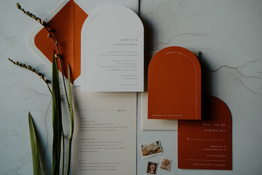 Invite Invitation Orange Curve Pill Old Cow Shed Wedding Flashback Images