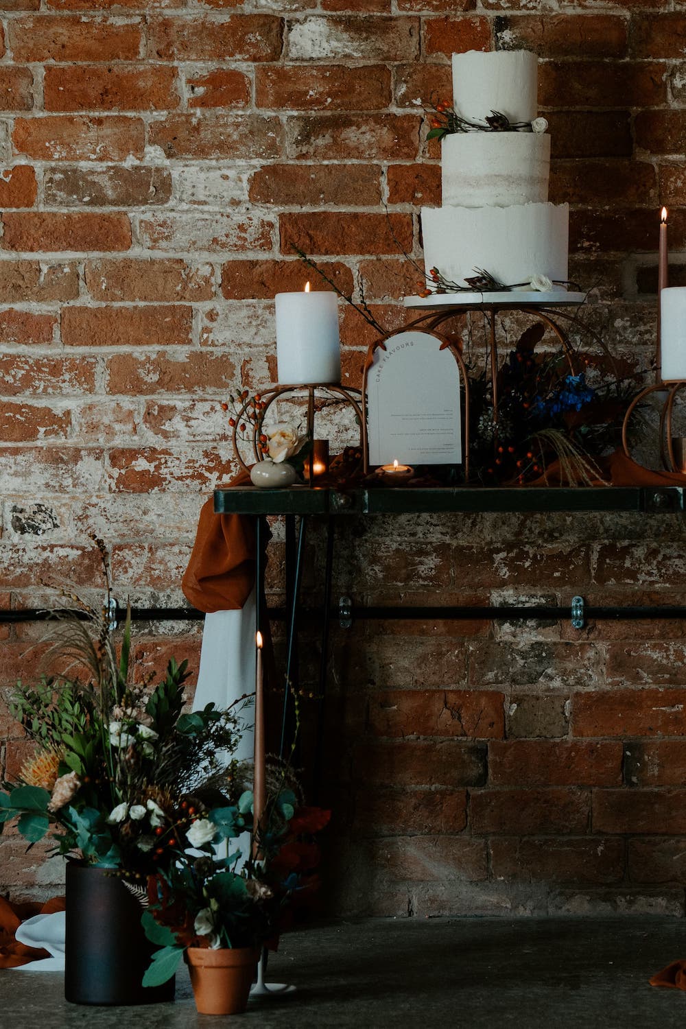 Cake Table Dessert Flowers Candles Old Cow Shed Wedding Flashback Images