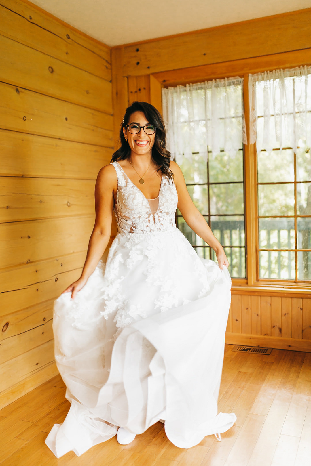 Dress Gown Bride Bridal Floral Ontario Micro Wedding Cacie Carroll Photography