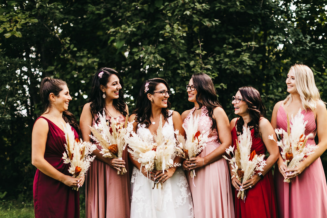 Bridesmaids Bridesmaid Dress Dresses Red Pink Ontario Micro Wedding Cacie Carroll Photography
