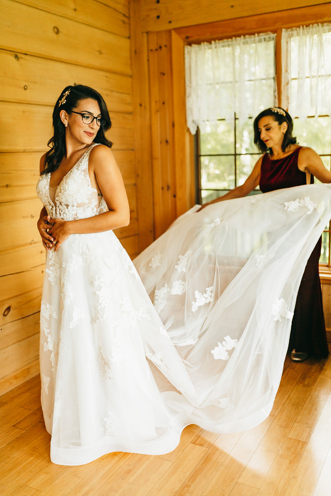Dress Gown Bride Bridal Floral Ontario Micro Wedding Cacie Carroll Photography