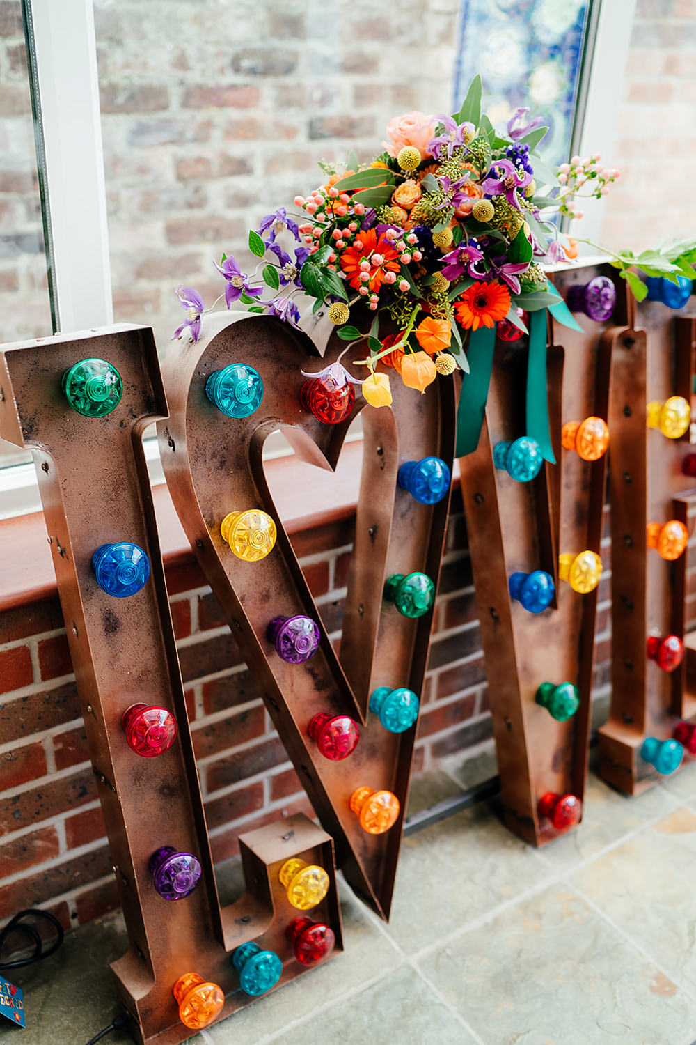 LOVE Letter Lights Decor Portsmouth Wedding Angela Ward Brown