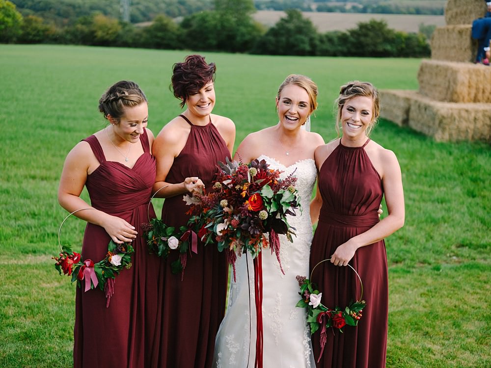 Burgundy Bridesmaids Red Dress Dresses Bridesmaid Tipi Farm Wedding The Edge Photography