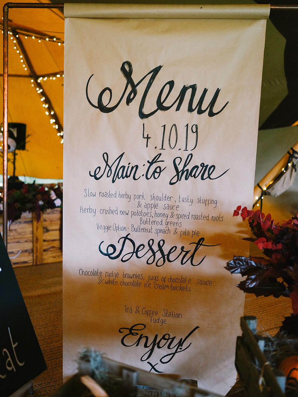 Sign Signs Signage Menu Tipi Farm Wedding The Edge Photography
