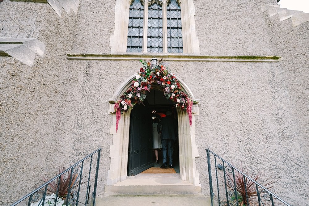 Church Arch Flowers Door Entrance Tipi Farm Wedding The Edge Photography