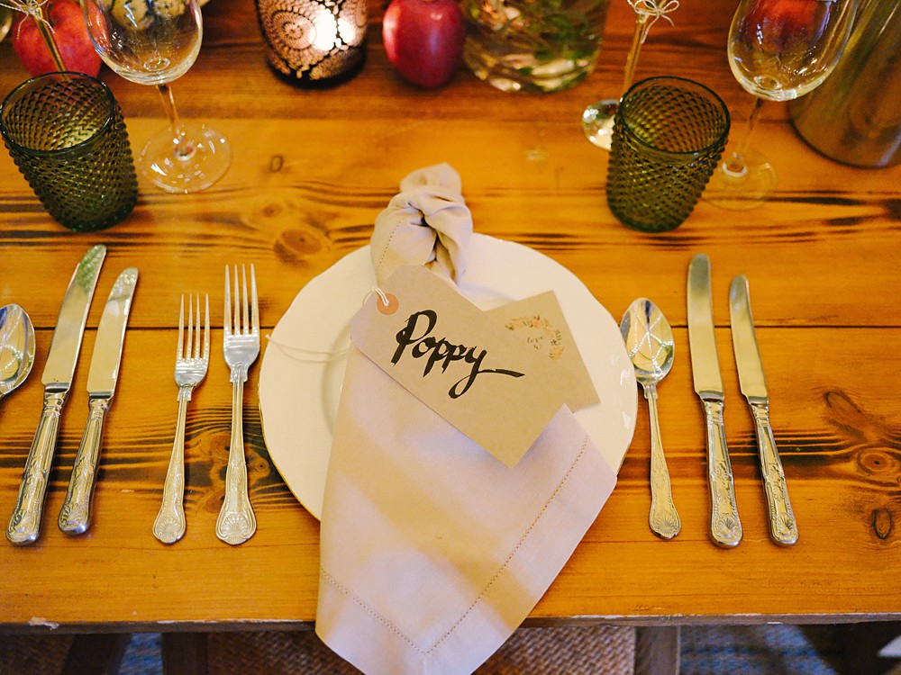 Place Setting Napkin Luggage Tag Place Name Tipi Farm Wedding The Edge Photography