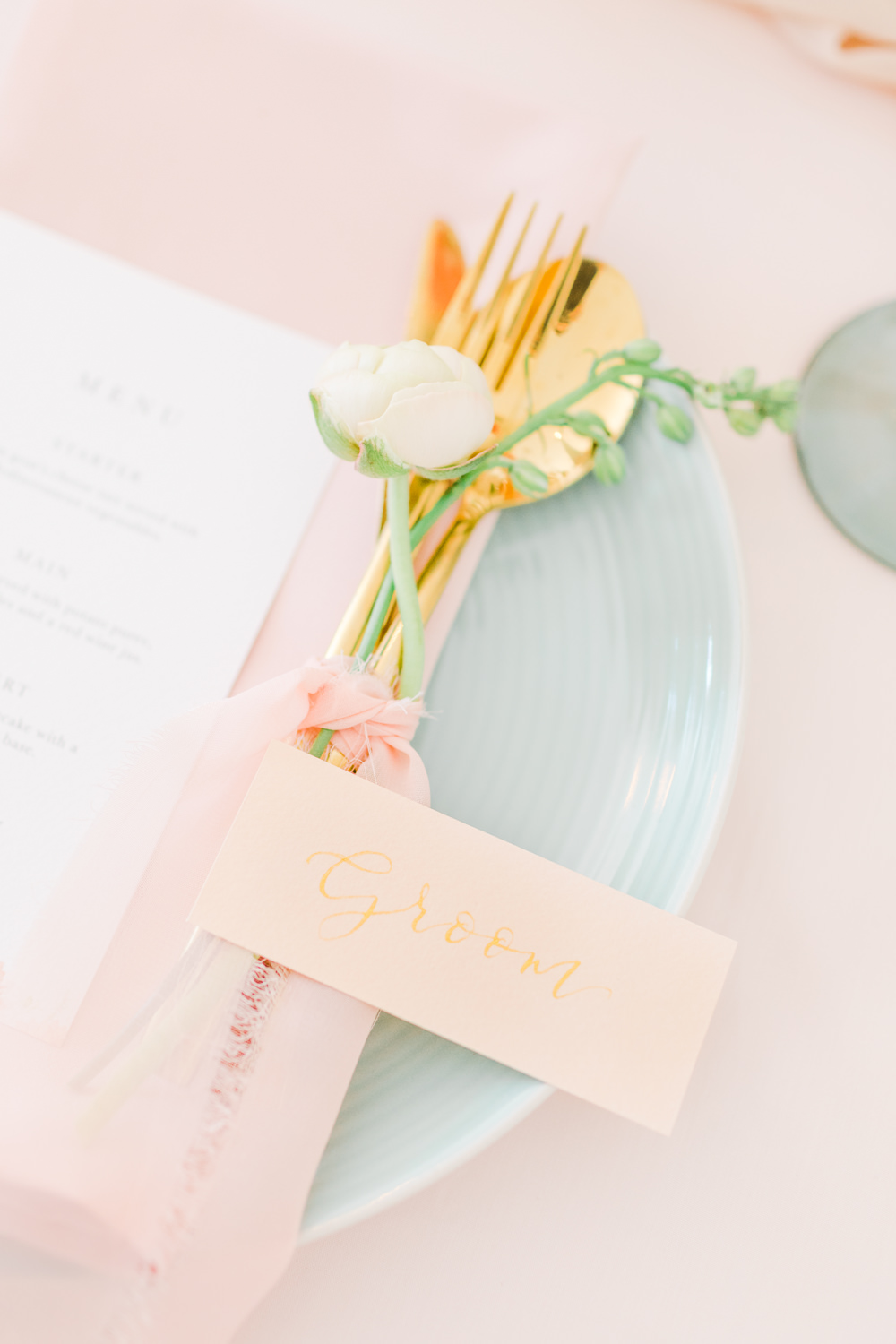 Place Name Place Setting Wildflower Meadow Wedding Natalie Stevenson Photography