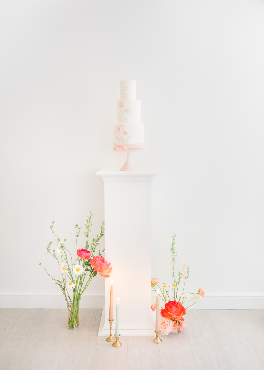 Cake Stand Flowers Decor Wildflower Meadow Wedding Natalie Stevenson Photography