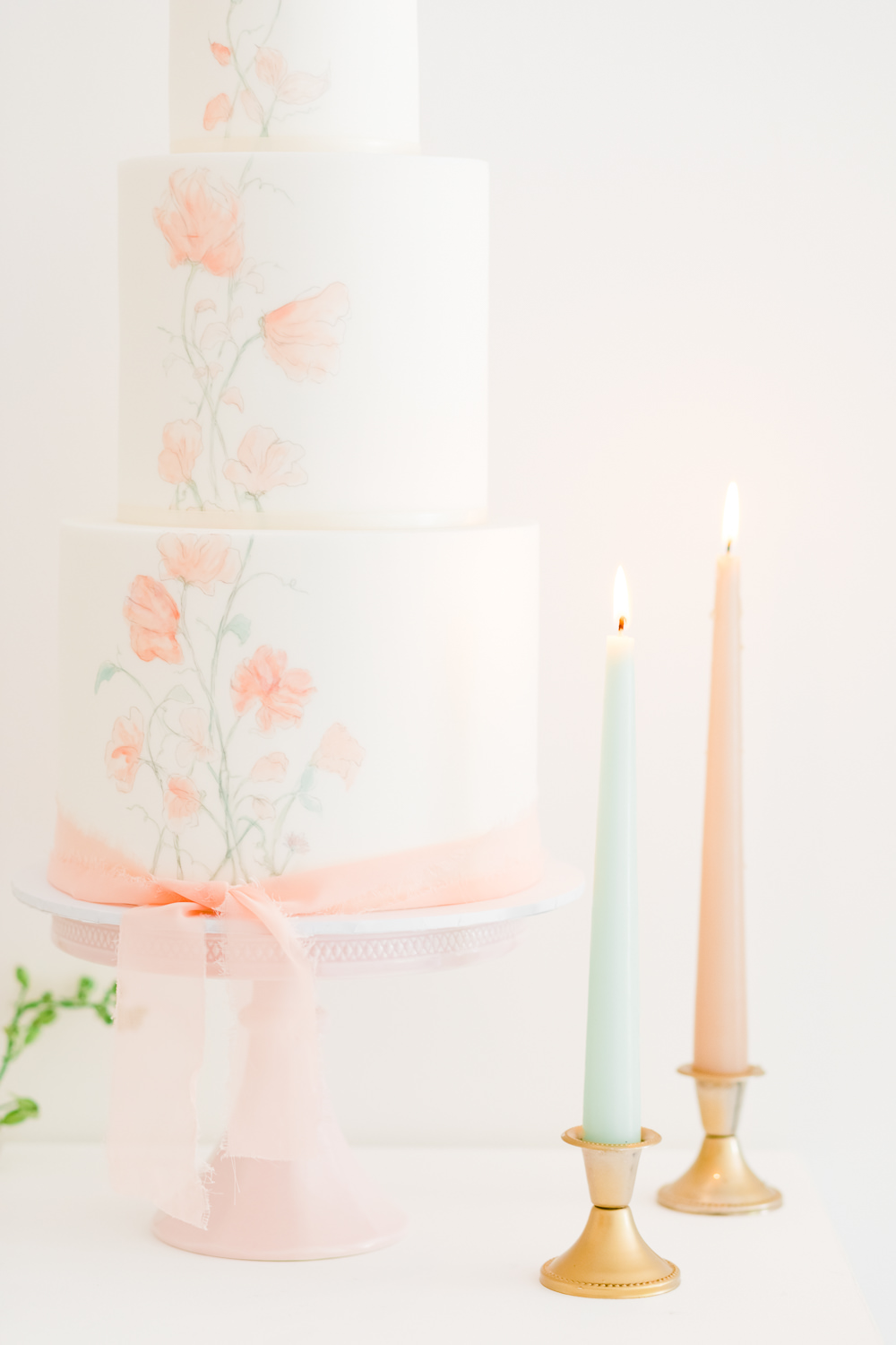 Painted Cake Pink Flowers Floral Wildflower Meadow Wedding Natalie Stevenson Photography