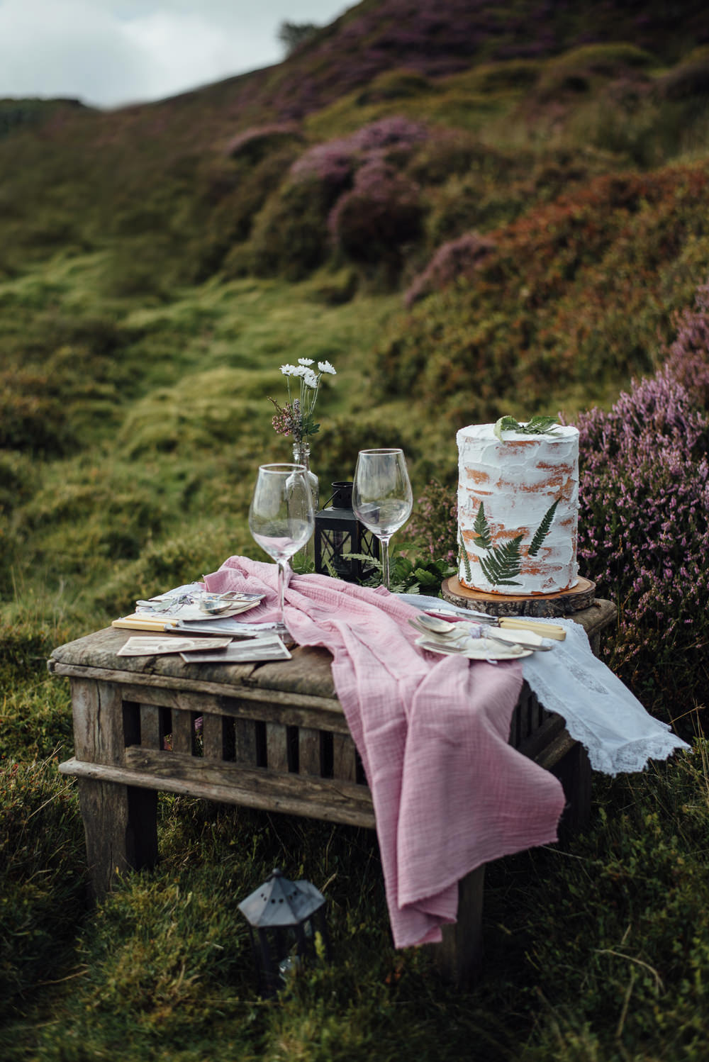 Wooden Pallet Table Pink Table Setting Yorkshire Moors Elopement Miss Whittingtons Photography