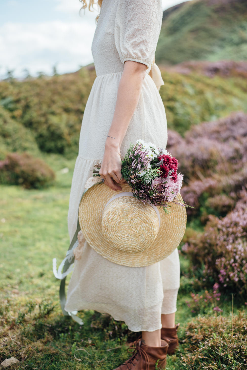 Bride Bridal Hat Yorkshire Moors Elopement Miss Whittingtons Photography