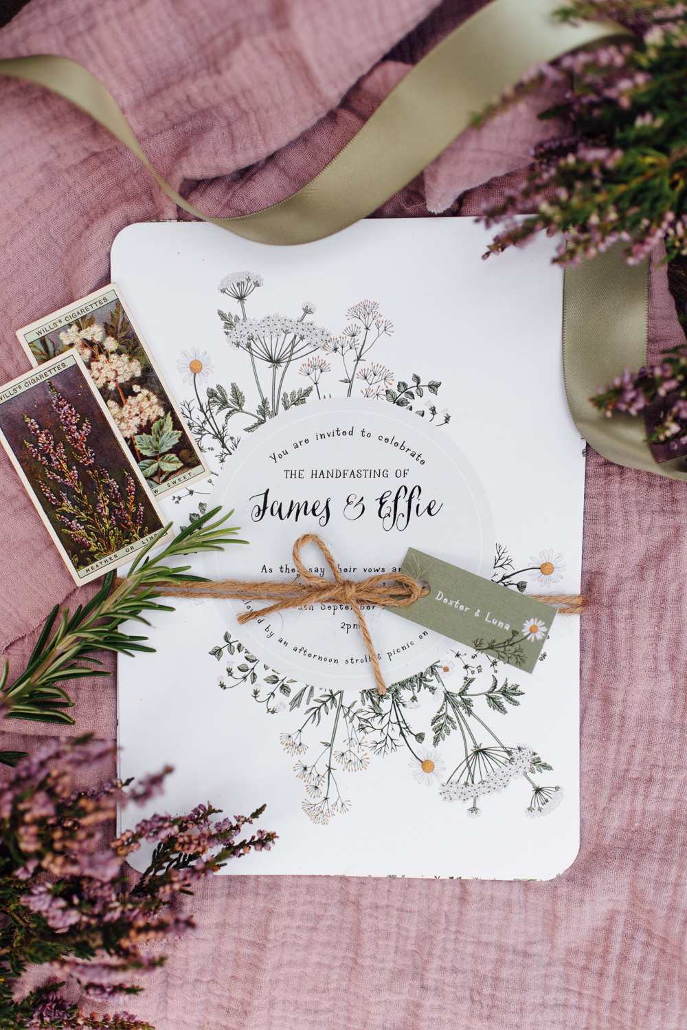 Floral Stationery Vintage Invite Invitation Yorkshire Moors Elopement Miss Whittingtons Photography