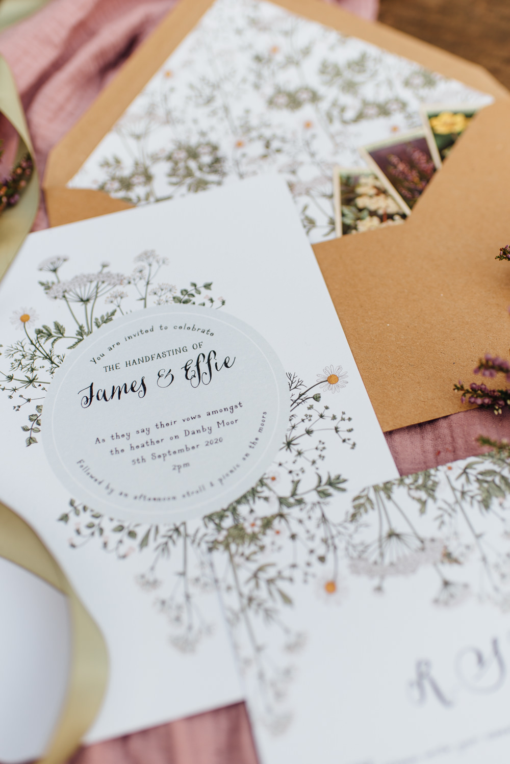 Floral Stationery Vintage Invite Invitation Yorkshire Moors Elopement Miss Whittingtons Photography