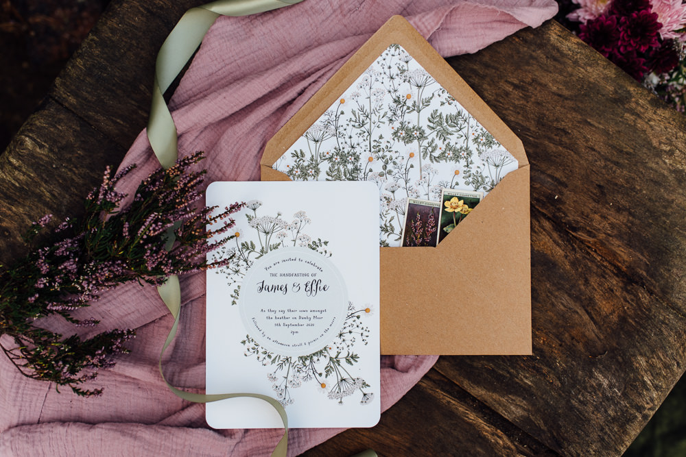 Floral Stationery Vintage Invite Invitation Yorkshire Moors Elopement Miss Whittingtons Photography