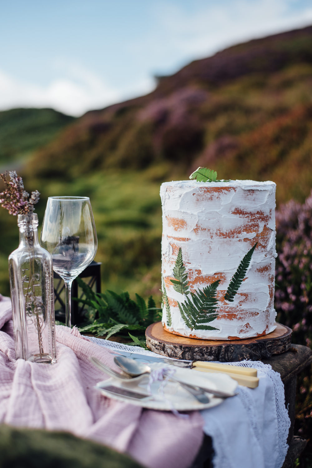 Semi Naked Cake Sponge Fern Yorkshire Moors Elopement Miss Whittingtons Photography