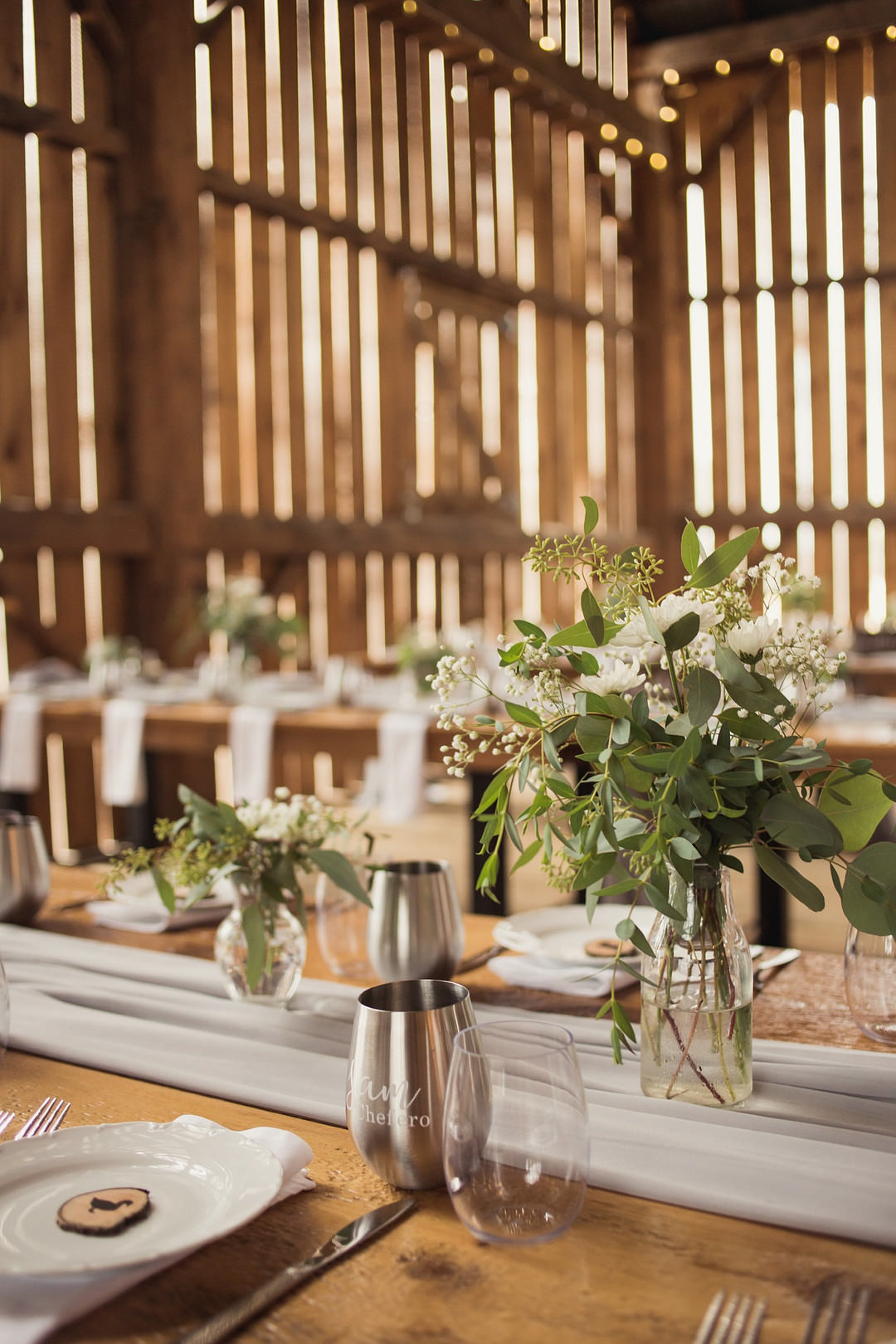 Place Setting Table Greenery Decor Barn 1906 Wedding Tied Photo & Film