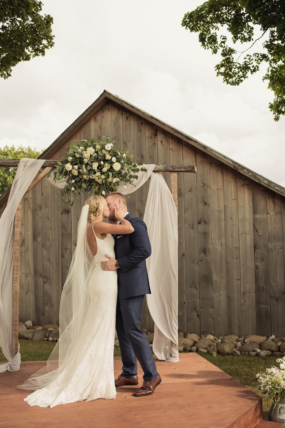 Outdoor Ceremony Flower Arch Barn 1906 Wedding Tied Photo & Film