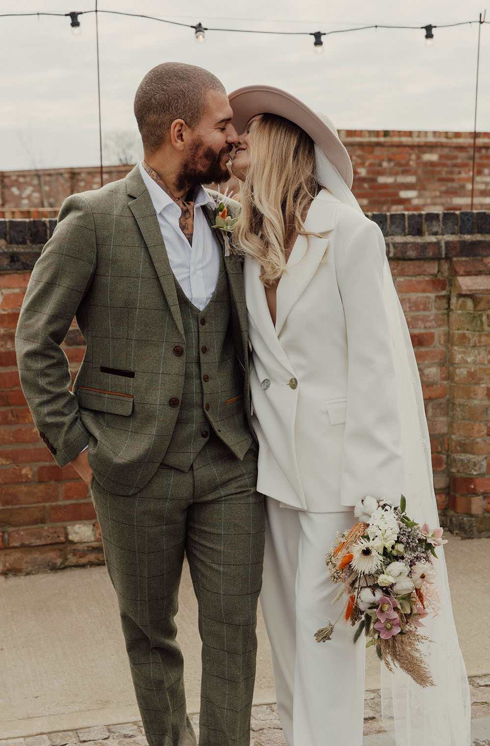 Groom Suit Tweed Beige Wedding Emma Wilkinson Photography