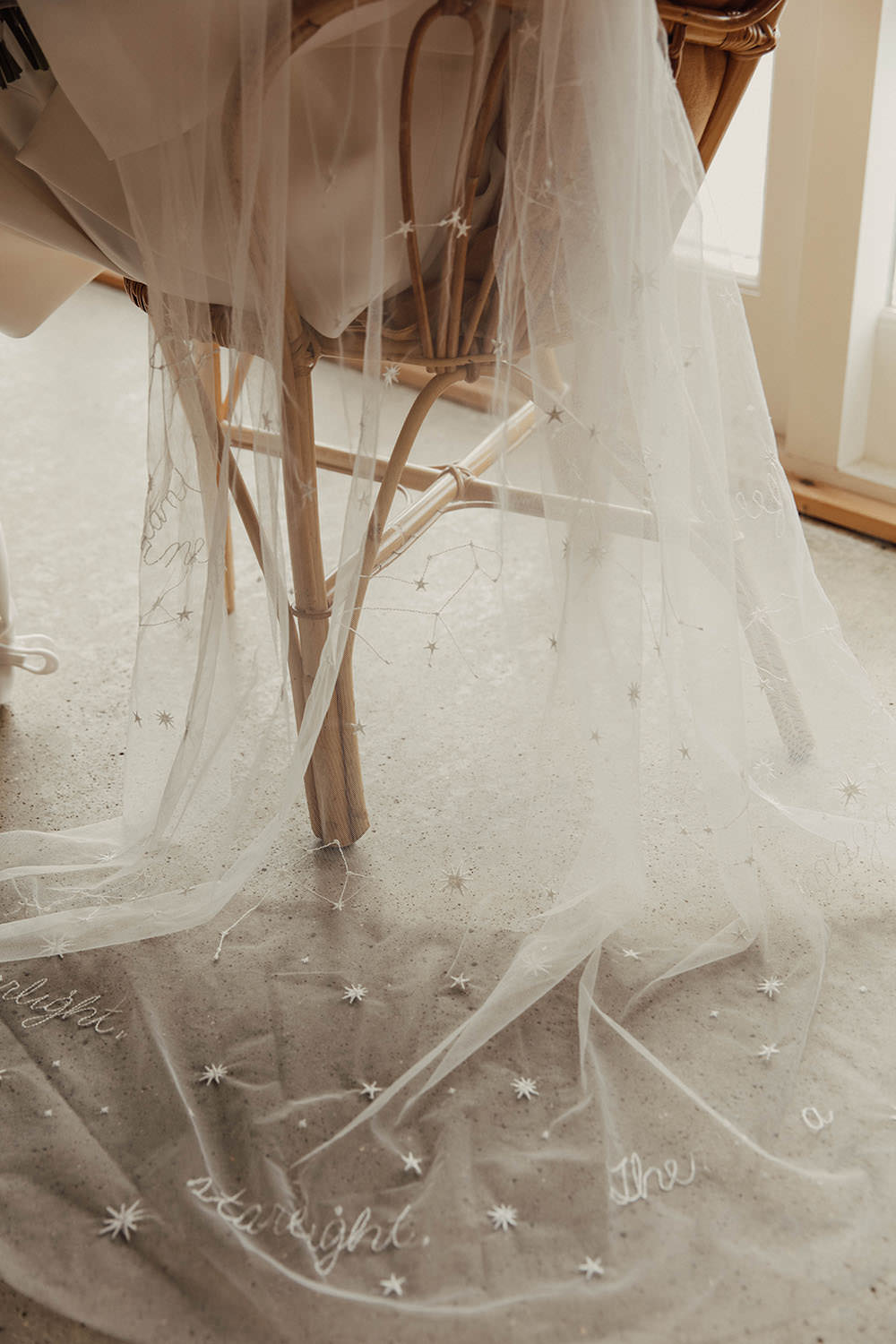 Embroidered Veil Bride Bridal Beige Wedding Emma Wilkinson Photography