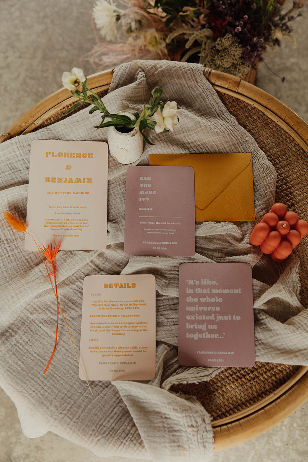 Stationery Invite Invitation Lilac Beige Wedding Emma Wilkinson Photography