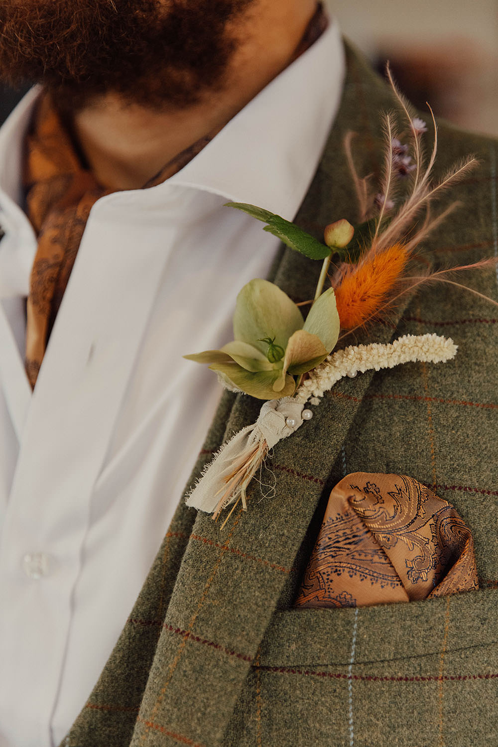 Groom Buttonhole Flowers Beige Wedding Emma Wilkinson Photography