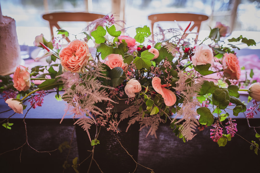Table Decor Tablescape Pink Runner Candles Flowers Rustic Blush Wedding Ideas Hannah Brooke Photography