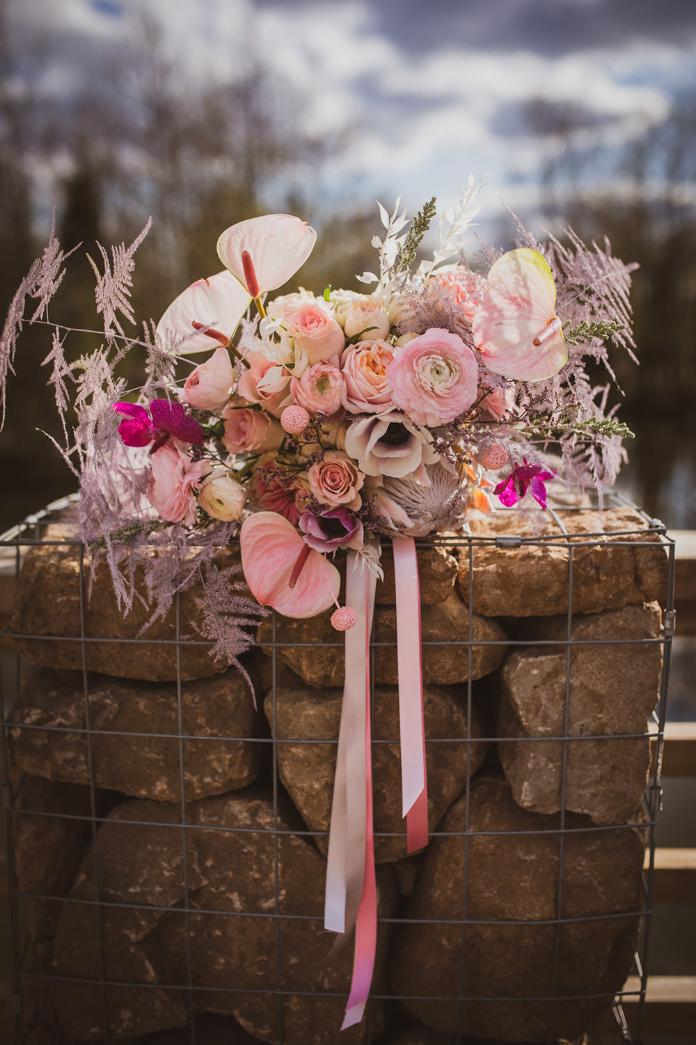 Modern Bouquet Flowers Bride Bridal Pink Ribbon Blush Wedding Ideas Hannah Brooke Photography