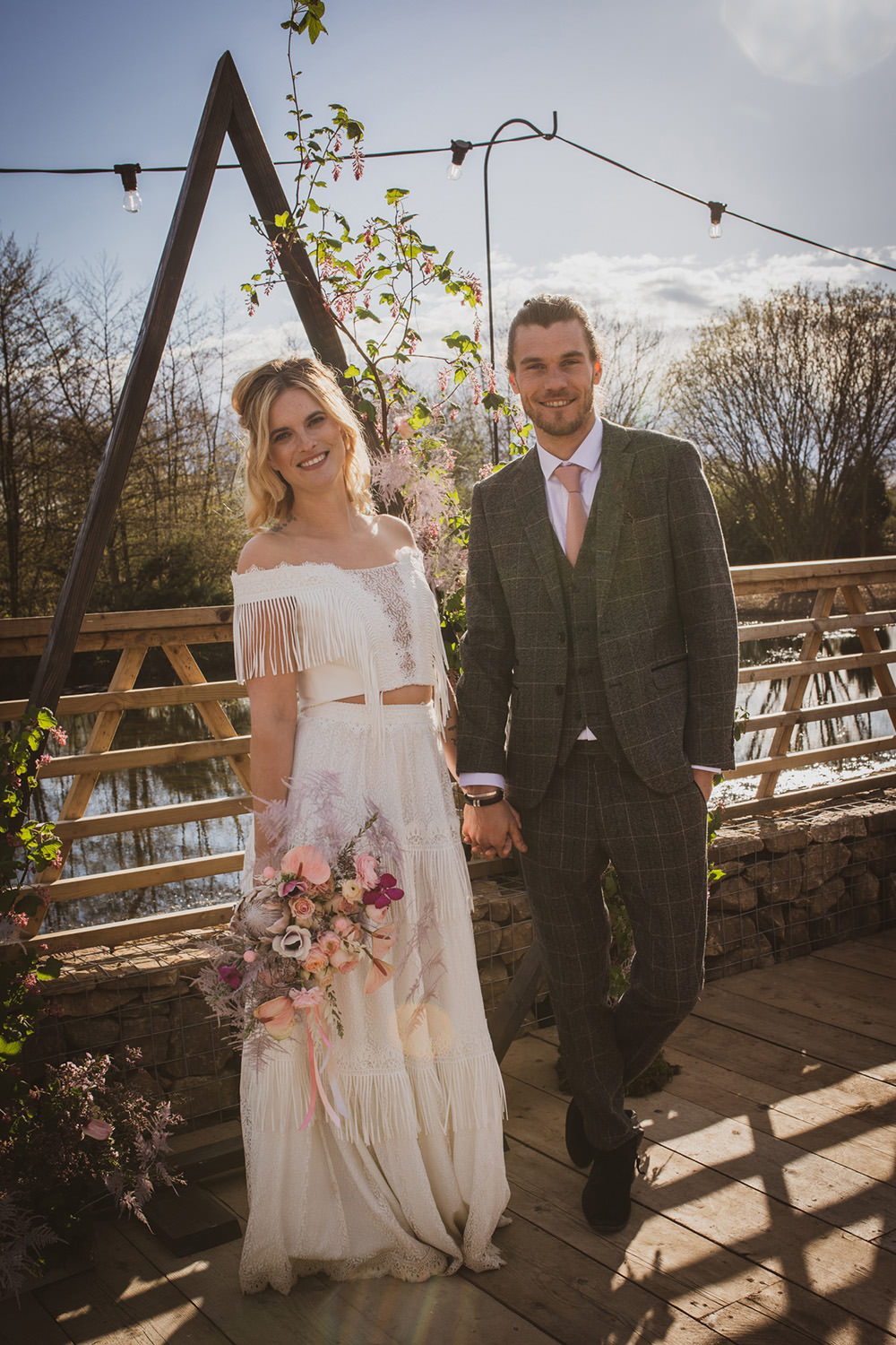 Blush Wedding Ideas Hannah Brooke Photography Triangle Flower Arch Backdrop Ceremony Aisle