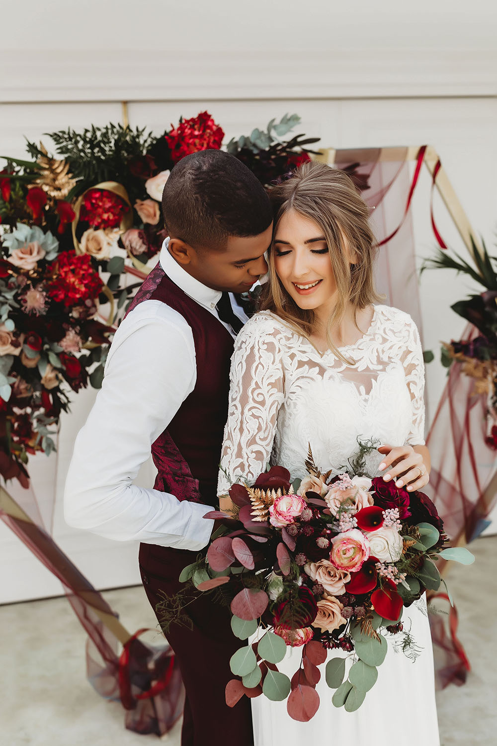 Stunning Burgundy Wedding Theme Inspiration \u0026 Gold Accents, image size:1000x1500