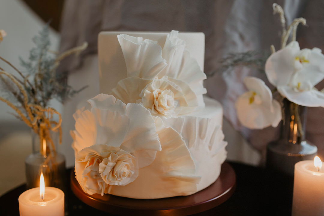 Ruffle Floral Cake Croatia Wedding Inspiration Josipa Weddings