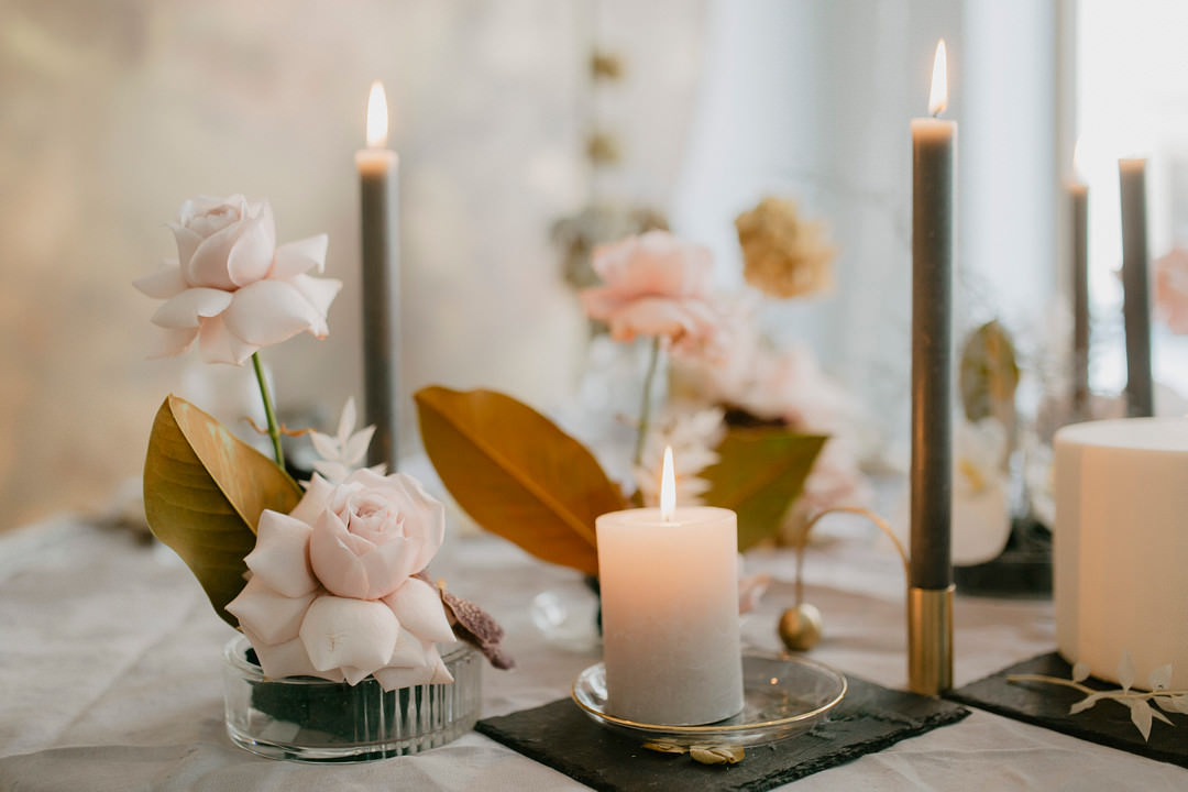 Table Decor Grey Candles Pink Flowers Tablescape Croatia Wedding Inspiration Josipa Weddings