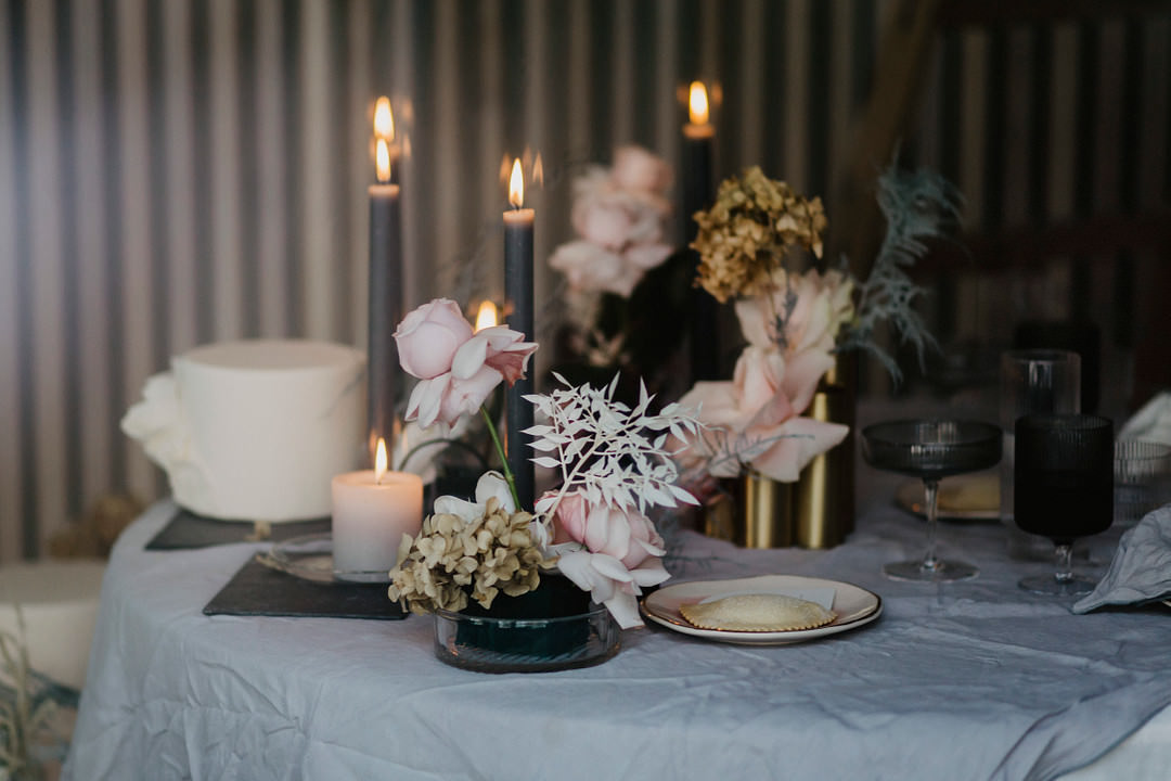 Table Decor Grey Candles Pink Flowers Tablescape Croatia Wedding Inspiration Josipa Weddings