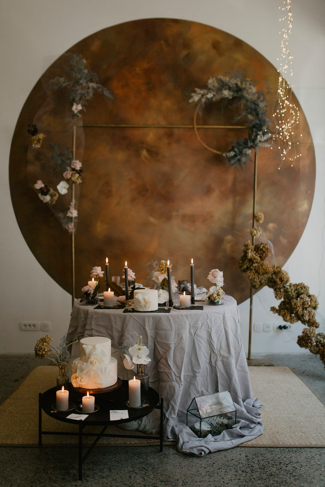 Table Decor Grey Candles Pink Flowers Tablescape Flower Arch Backdrop Table Decor Grey Candles Pink Flowers Tablescape Flower Arch Backdrop Croatia Wedding Inspiration Josipa Weddings