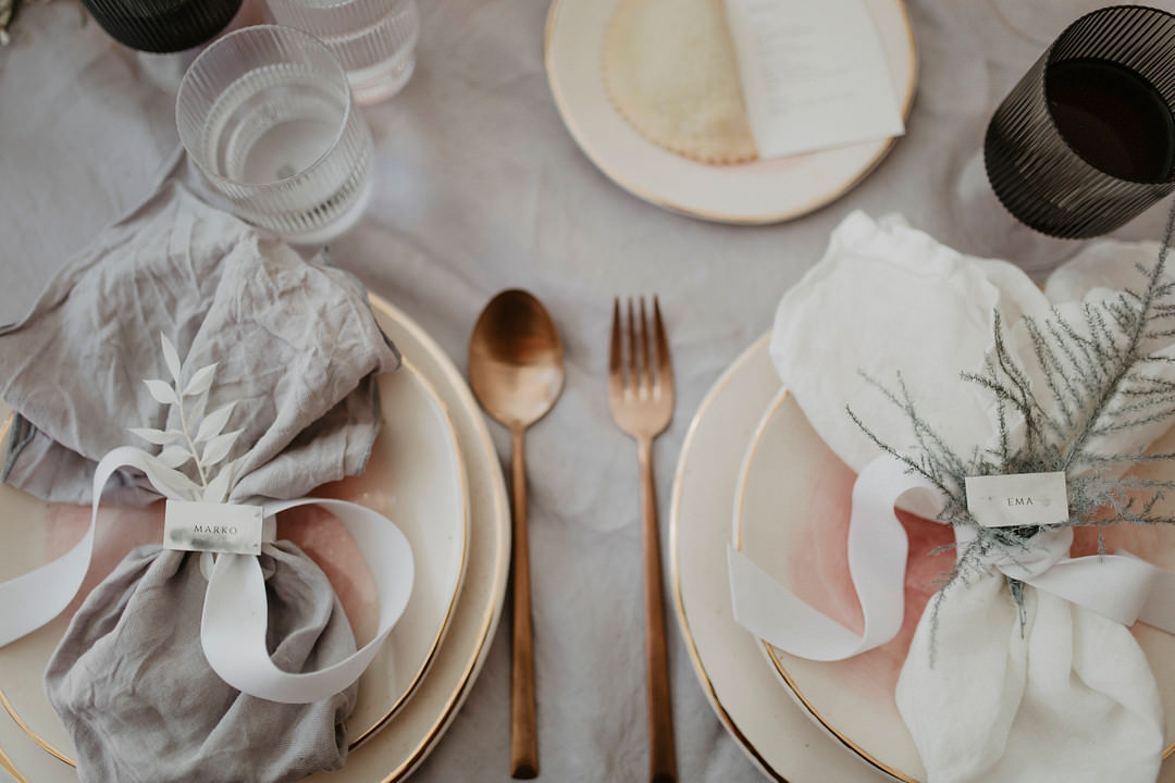 Place Setting Decor Napkin Croatia Wedding Inspiration Josipa Weddings