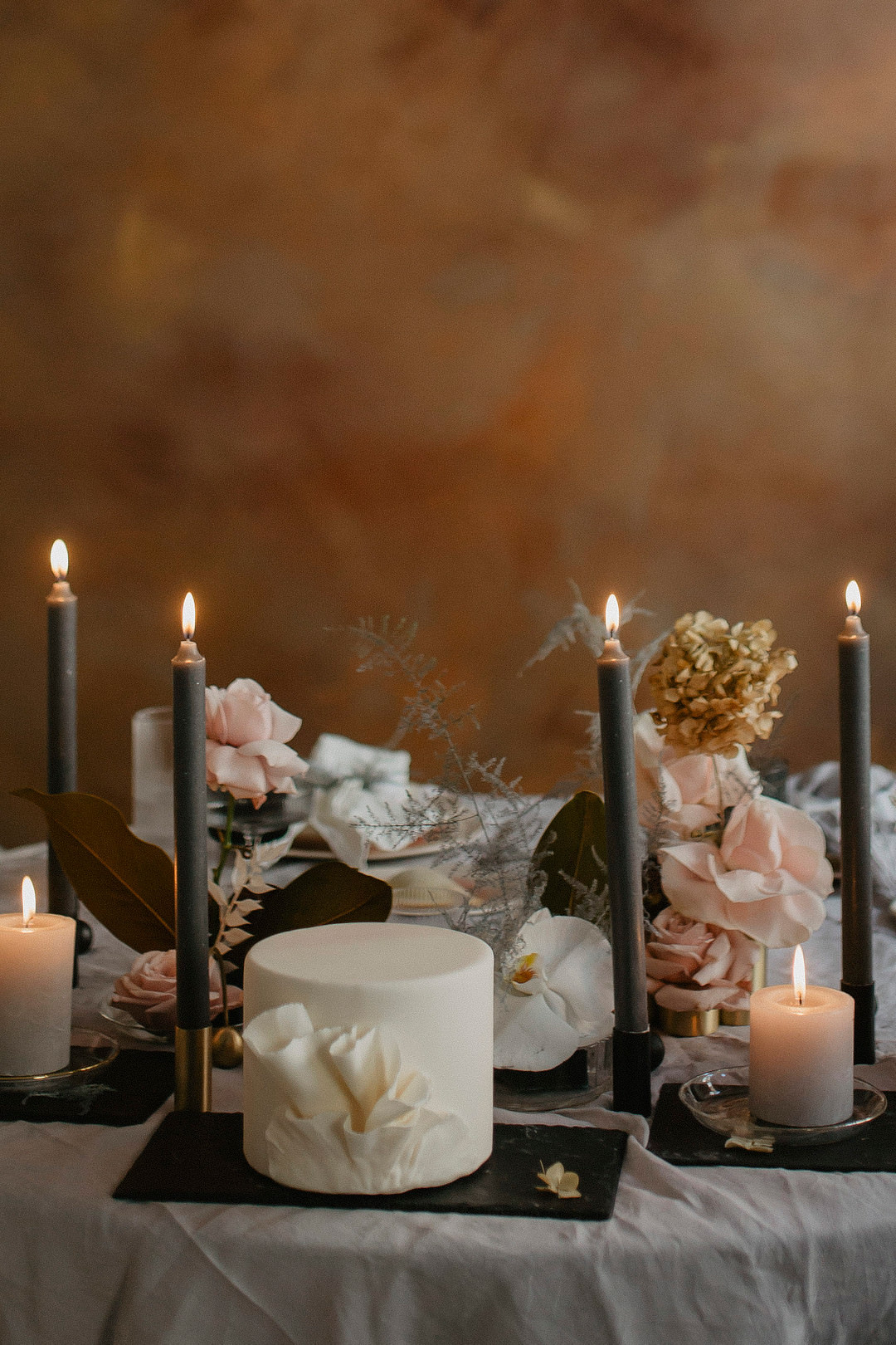Table Decor Grey Candles Pink Flowers Tablescape Croatia Wedding Inspiration Josipa Weddings