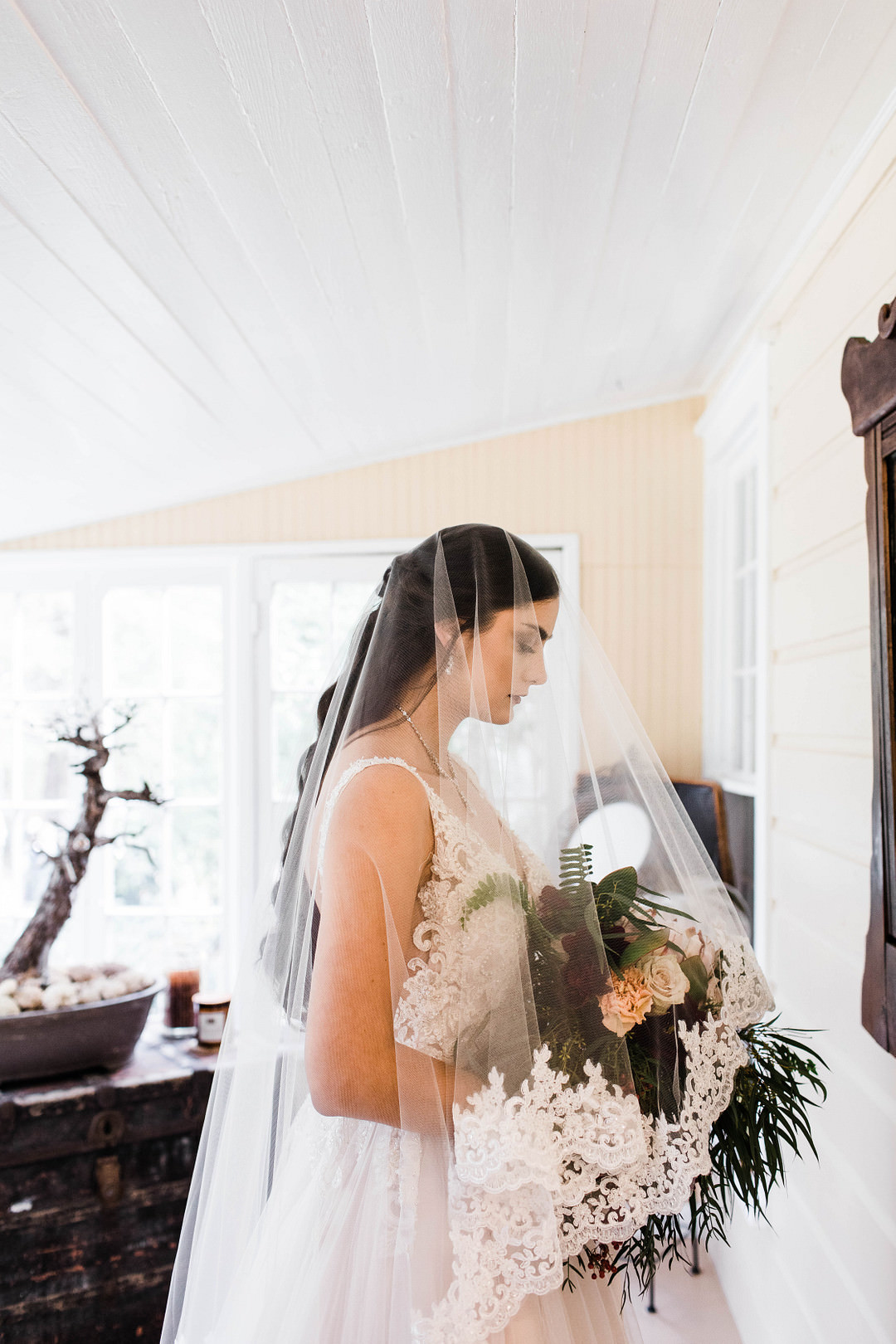 Bride Bridal Veil Dunaway Gardens Wedding Sheena Shahangian Photography