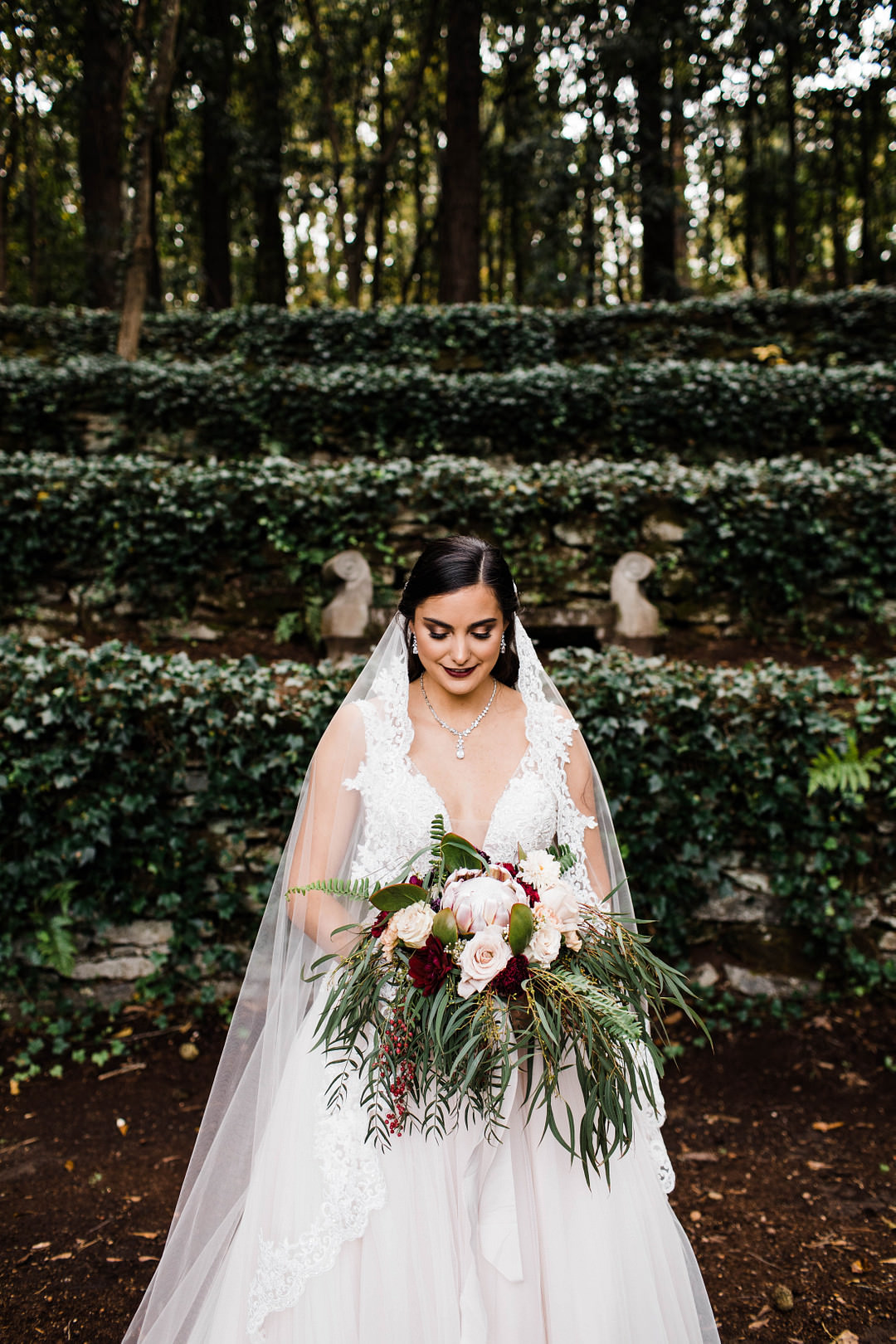 Dress Gown Bride Bridal Veil Dunaway Gardens Wedding Sheena Shahangian Photography