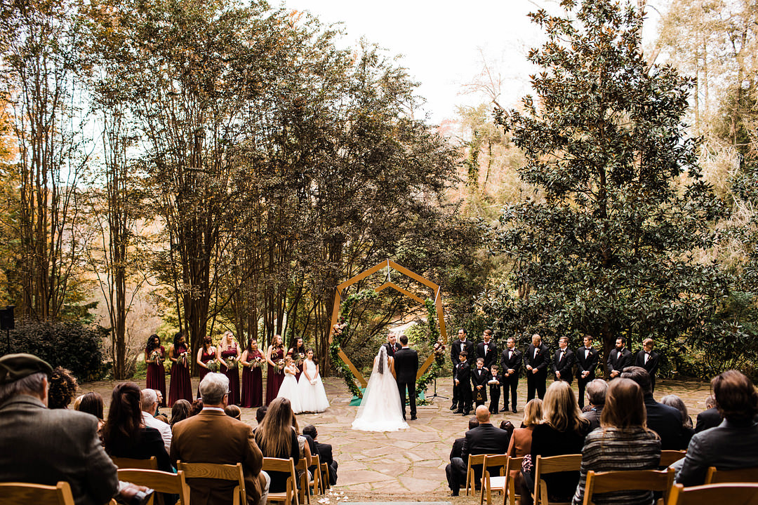 Hexagon Flower Arch Ceremony Aisle Woodland Dunaway Gardens Wedding Sheena Shahangian Photography