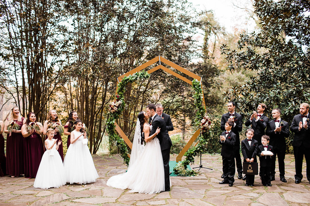 Hexagon Flower Arch Ceremony Aisle Woodland Dunaway Gardens Wedding Sheena Shahangian Photography
