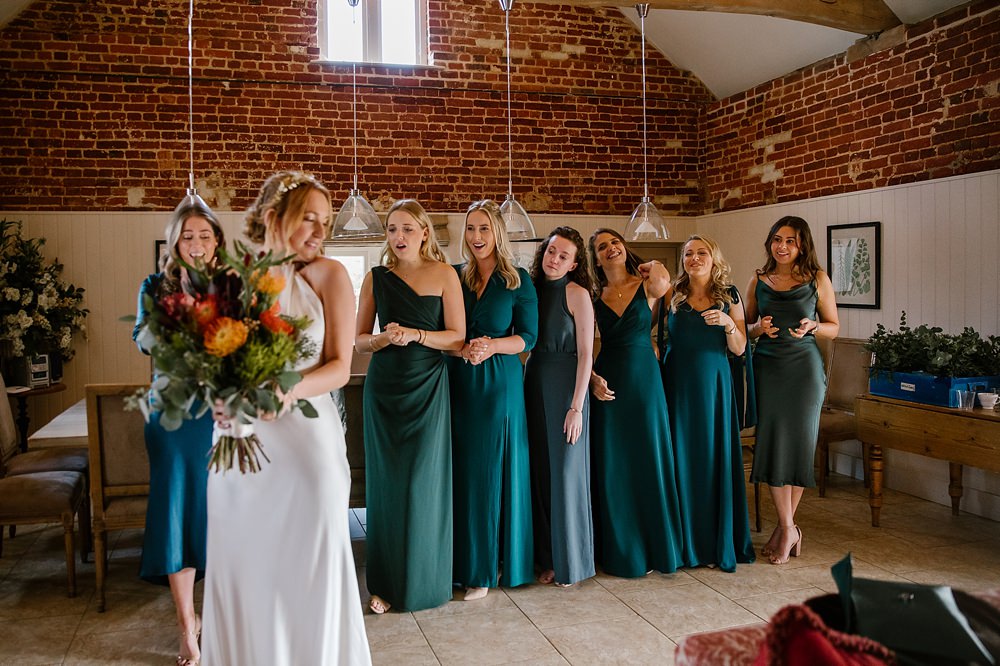 Green Bridesmaids Emerald Bridesmaid Dress Dresses Elms Barn Wedding Katherine Ashdown Photography