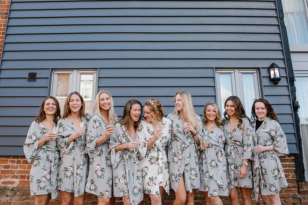 Bride Bridesmaid Dressing Gown Robes Elms Barn Wedding Katherine Ashdown Photography