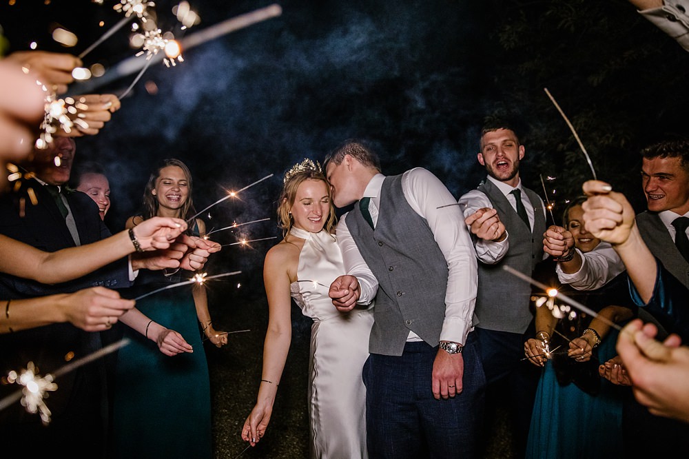 Sparkler Send Off Exit Elms Barn Wedding Katherine Ashdown Photography