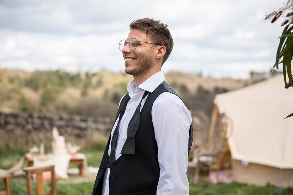 Groom Waistcoat Shirt Field Wedding Sarita White Photography