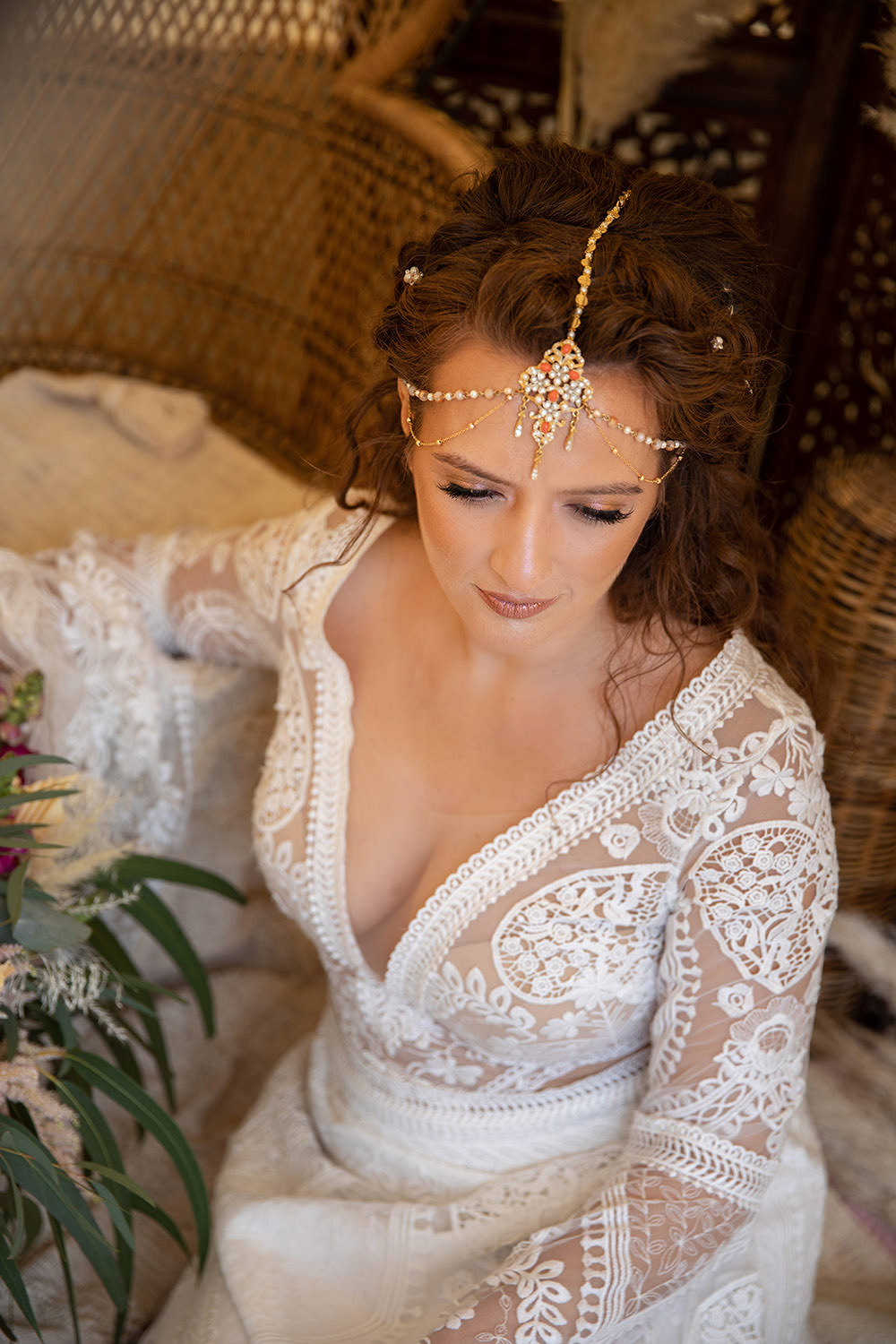 Bride Bridal Headdress Field Wedding Sarita White Photography