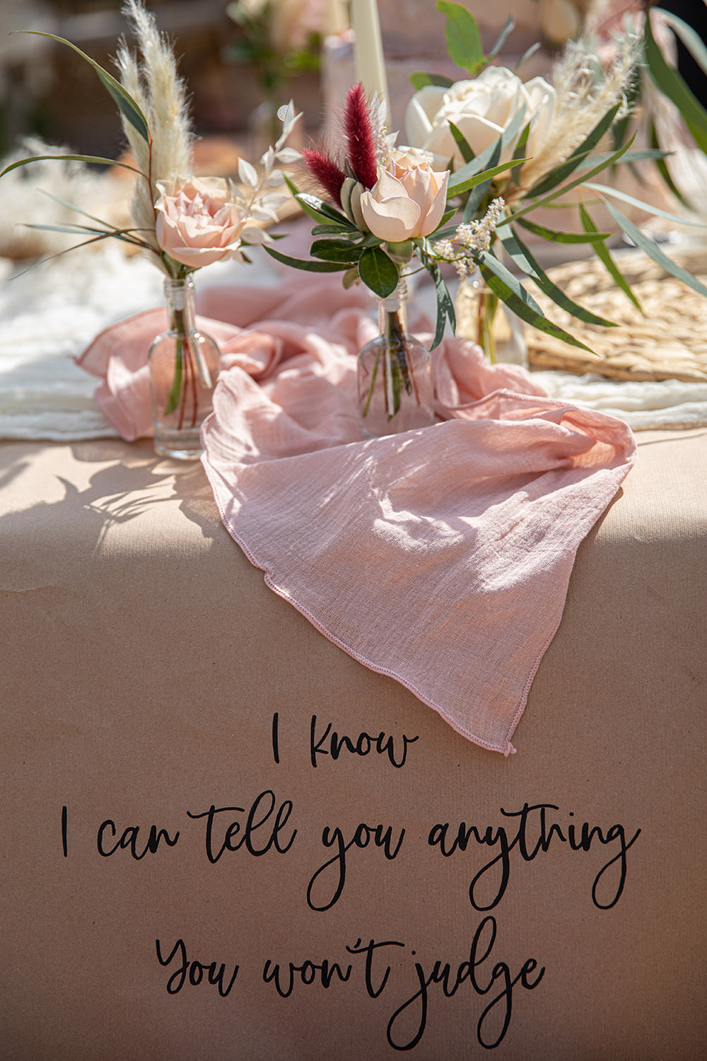 Table Runner Paper Quote Words Field Wedding Sarita White Photography
