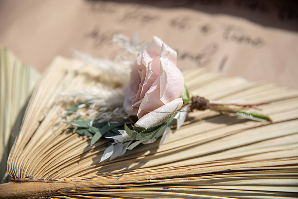 Pink Rose Buttonhole Field Wedding Sarita White Photography