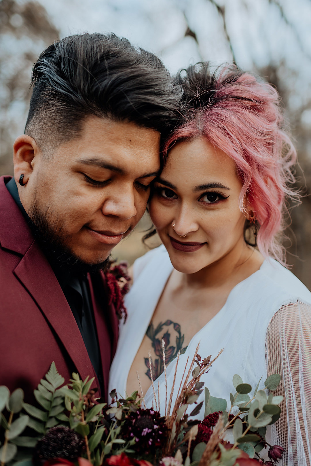 Halloween Elopement Flit Photography Bride Bridal Make Up Pink Hair 