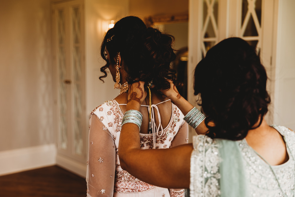 Bride Bridal Dress Gown Pink Embroidered Asian Hylands House Wedding Joseph Kinerman Photography
