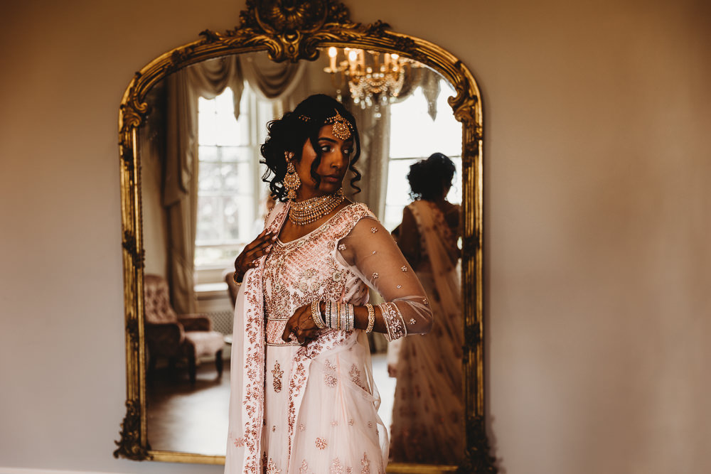 Bride Bridal Dress Gown Pink Embroidered Asian Hylands House Wedding Joseph Kinerman Photography