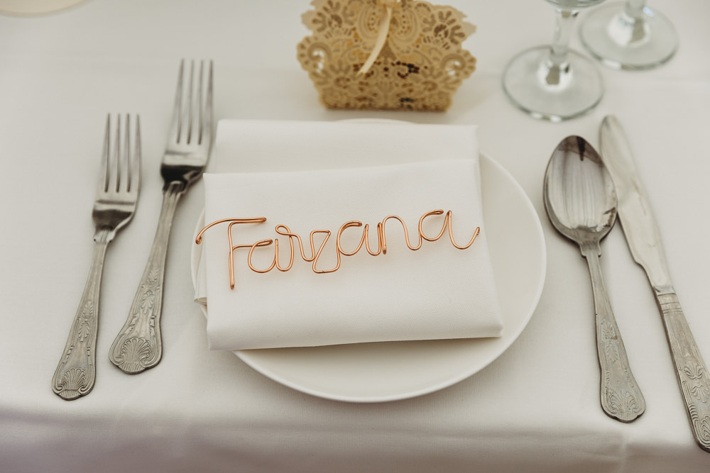 Place Setting Decor Wire Name Hylands House Wedding Joseph Kinerman Photography